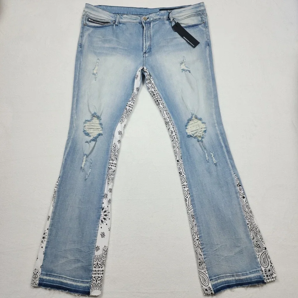 Rockstar Original Jeans Mens Size 44 Blue Distressed Stretch Denim Pants NWT
